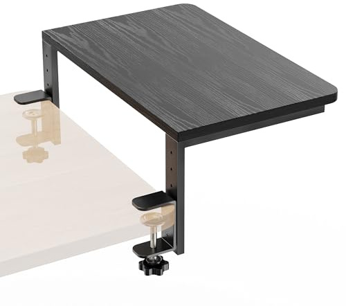 THYGIFTREE Desk Extender, 38 x 24cm Clamp on Desk Shelf Height Adjustable Desk Arm Rest Tray, Ergonomic Desk Organiser for Monitors, Office Desk Extension for Gaming Accessories
