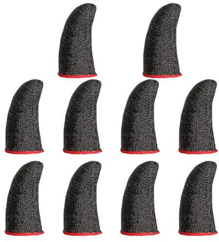 SOLUSTRE 10 Stück Atmungsaktive und Elastische Fingerschützer aus Silberfaser Verschleißfest für Mobiles Gaming