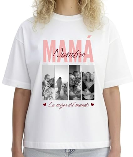 latostadora Camisetas Personalizadas Dia De La Madre Foto Texto - Camiseta Mama Nombre Personalizable - Regalo Personalizado Mama - Personalizar Camiseta Regalos para La Mejor Madre