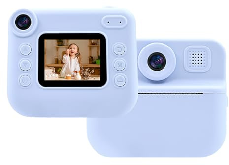 Drfeify Kids Instant Print Camera, Thermal Kids Digital Camera with Printer, 1080P Video 2.0 Inch Screen 1200mAh Battery, Travel Toy for Boys Girls Age 3+ (Blue)