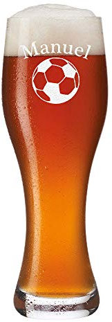 Bicchiere da birra bianco 0,5l Leonardo - con incisione personalizzata - regalo di compleanno e festa del papà per uomini