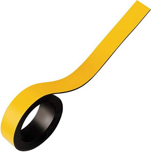 Magnetband Magnetstreifen farbig beschreibbar abwischbar - Breite 20mm - 5m Rolle - Kennzeichnungsband - Ideal zum Beschriften (mit Non-Permanent-Markern) oder farblichen Markierung, Farbe: Gelb