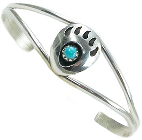 The Route 66 Shop Damen Armspange Sterling Silber Türkis Bärentatze Navajo Indianerschmuck Handarbeit