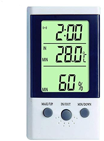 3S SuperSamaStore DT-2 Termometro Igrometro Digitale da Parete con Sonda 2 Metri e Display LCD, Stazione di Misurazione Temperatura Interna Esterna, Umidità e Ora