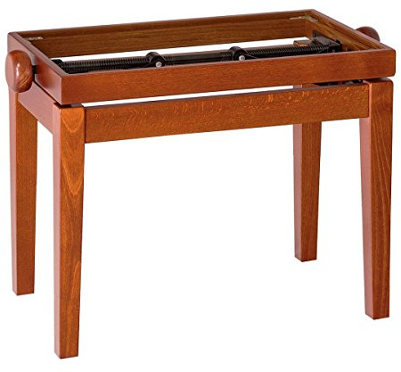K&M 13740 Klavierbank Unterteil - Kirschbaum Optik, aus Buche, Mattlack - vierbeiniger Sitz - präzise Höhenverstellung