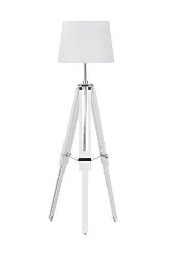 Fusion Living Madera blanca y cromo lámpara de pie trípode