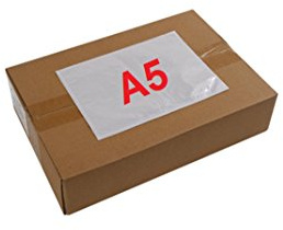 100 Pochette A5 porte-document adhésive transparente Pochette d'Expédition autocollante pour petit colis 225 x 165 mm (A4 plié en 2) Pochette collante neutre pour insertion de document d'expédition