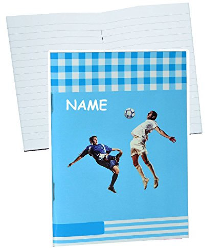 alles-meine.de GmbH kleines Heft: Muttiheft/Oktavheft liniert incl. Name - klein A6 mit 68 Seiten - Fußball blau - auch als Aufgabenheft/Vokabelheft für Jungen Kinder