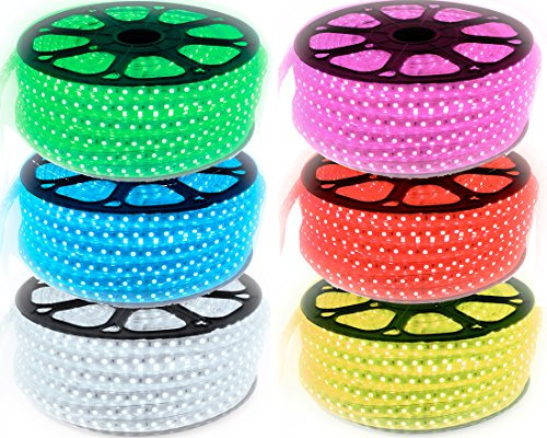 25 Meter 230V LED RGB mehrfarbig Strip Lichtband flexband mit 60x 5050 SMD pro Meter - für innen und Außen Wasserfest mit Fernbedienung