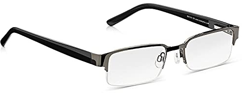 Read Optics Lunettes de lecture pour hommes 3,0, demi-monture en métal prête à porter, charnières à ressort pour un confort optimal