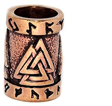 Valknut Viking Beard Hair Bead (6mm hole, made from Solid Bronze)