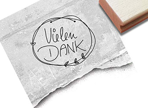 Stempel Textstempel VIELEN Dank in Handschrift - 2 Größen - Schriftstempel Dankeschön, Karten Geschenkanhänger Geschenk Basteln Deko - zAcheR-fineT (groß ca. 30 x 37 mm)