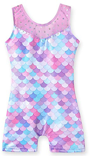 Gymnastikanzug für Mädchen, Gymnastik, Kleinkind, Tanz, Biketard, Meerjungfrau, Einhorn, athletische Tanzkleidung, glänzend, Regenbogenblau, Hotpink, Meerjungfrau, Violett, 2-3 Jahre