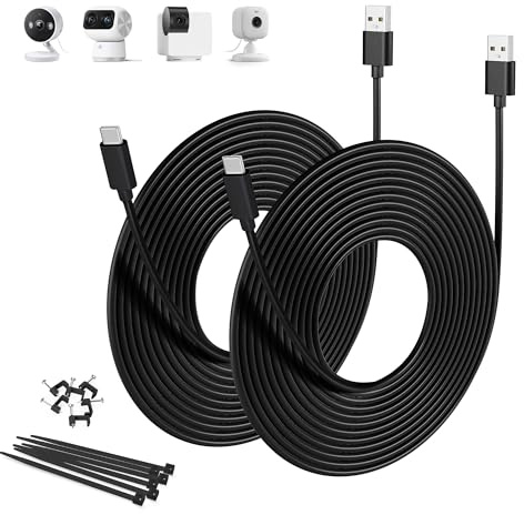 Basesailor USB A till USB C Laddningskabel 5M 2 St,Lång Platt Typ C 2.0 | Snabbladdningskabel till USB C för PS5,Microsoft Xbox Series,Switch Pro Controller 6,Blink Mini 2 Outdoor 4 och Andra Enheter