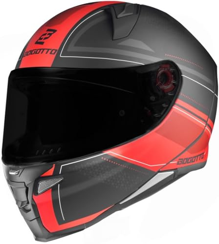 Bogotto FF110 Cinder Helm, schwarz matt/rot, L