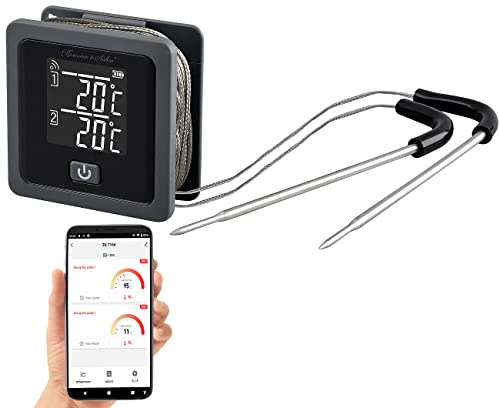 Rosenstein & Söhne Ofenthermometer: Smartes Grill- & Bratenthermometer, 0-300 °C, Bluetooth, App (Grillthermometer Bluetooth, Grillthermometer Android, Geschenk Herren)