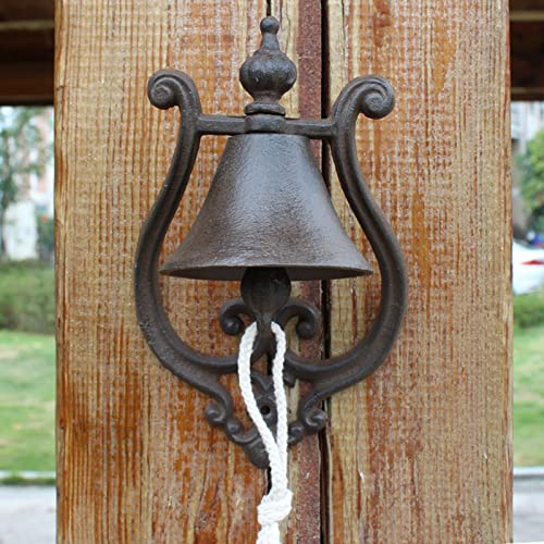 DOGOU Türglocke Gusseisen Glocke Europäischer Stil Große Glocken Aus Eisen, Drinnen Draußen Manuell Klingelnde Türklingel für Den Garten Terrasse Hof, Wandhalterung