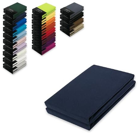 EXKLUSIV HEIMTEXTIL Doppelpack Jersey Spannbettlaken 120 x 200 cm Navyblau