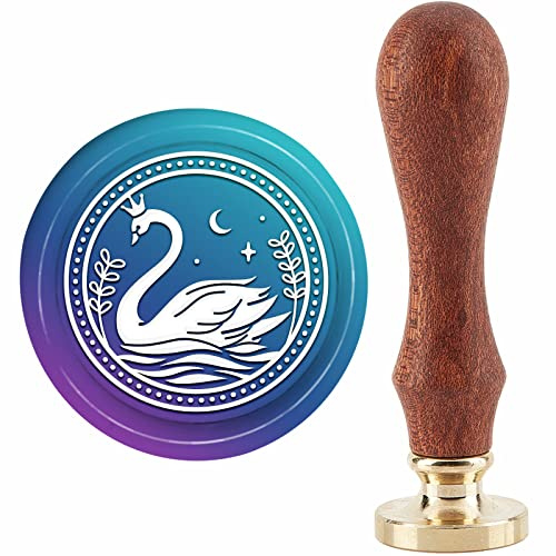 craspire Schwan Wachssiegelstempel Umschlag Grußkarten Dekoration Lunar Scrapbooking Siegelstempel 30 mm Klares Gravursiegel Für Karteneinladungen Geschenkverpackung Scrapbooking Dekoration