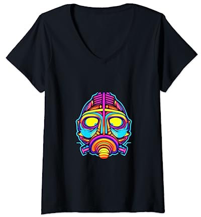 Damen Schnorchelmaske Schnorchel Tauchmaske Schnorchel Taucher Pop Art T-Shirt mit V-Ausschnitt