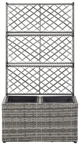 Annlera 58x30x107 cm Gris Jardiniere Treillis Jardin Treillis pour Plantes Grimpantes Jardiniere Exterieur Grande Taille Jardinière avec Treillis Plastique