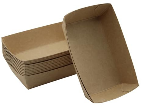 Enpack Snackschale A9-500 Stück Snackschalen aus Kraftpapier - Snack Box 15x10x3,5cm - Currywurst Schale 500 ml - Behälter für Tapas, Chips, Pommes etc. - optimal geeignet als Fingerfood Schalen