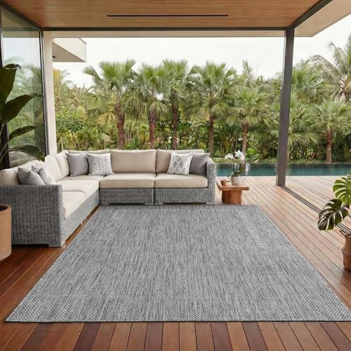 Outdoor Teppich Wetterfest Einfarbiges Design Terrasse Balkon Teppich Küche Garten Sisal-Look Küchenteppich Läufer Flur, Größe: 60 x 100 cm, Farbe: Silber