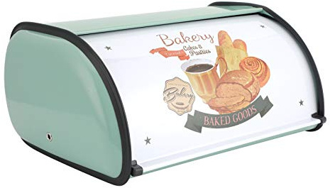 Kitchen Bread Case, Retro Bread Box Kitchen Storage Supply Metal Bread Pastry Box Case Retro Home Furnishing Large Capacity (Blue)