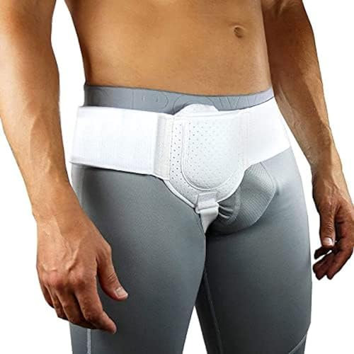 Verstellbarer Herniengürtel Für Männer Und Frauen, Links Oder Rechts Verstellbarer Hüftgurt, Hernien-Stützbandage Für Medizinischen Hernienschutz, Leistenbandage,Weiß,Pleasant63