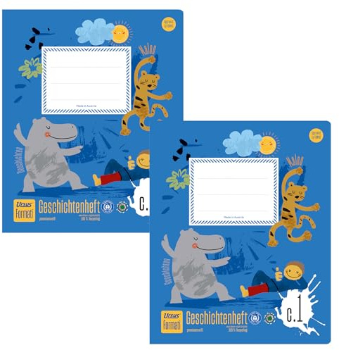 Formati Creativheft C.1 Quart, 2 Hefte à 20 Blatt blanko+liniert | 100 % Recyclingpapier, ausgezeichnet mit blauem Engel und österreichischem Umweltzeichen, abgerundete Ecken