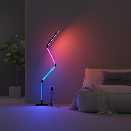 CALEX Smart LED Stehlampe, 175 cm, RGBIC-Farben & Musik­sync, kalt- bis warmweiß Licht, dimmbar, WLAN App- & Sprachsteuerung, Ecklampe für Wohnzimmer, Schwarz