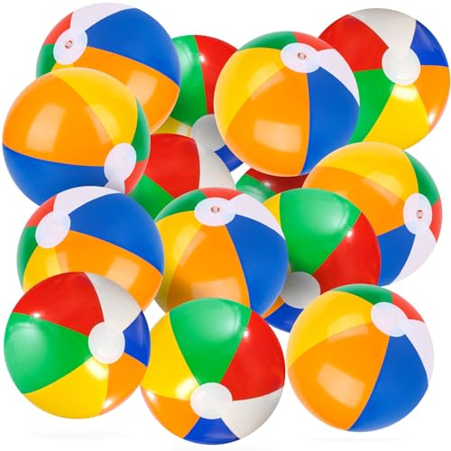 LovesTown 12 Pack Beach Balls, 8 Inflatable Pool Toys for Beach Summer Swimming Party Favors