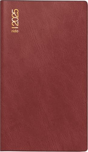 rido/idé Taschenkalender Modell Miniplaner d 15 (2025), 2 Seiten = 1 Monat, A6, Schaumfolien-Einband Catana, weinrot