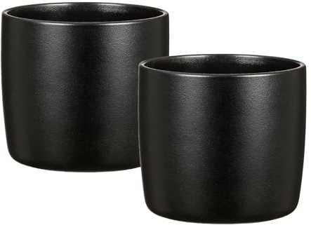 Scheurich Solido 2er Set Blumentöpfe aus Keramik, Schwarz, Ø 15 cm, H 13,7 cm