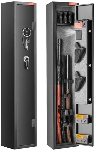 VEVOR Armoire à 3 fusils, coffre-fort pour armes à fusils avec serrure et clavier numérique, rangement pour armes à feu à accès rapide avec étagère amovible, pour fusils et pistolets domestiques