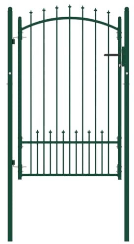 Bulliing Fence Gate with Spikes Steel 100x150 cm Green,Garden Gates High galvanised wrought iron metal swing gate