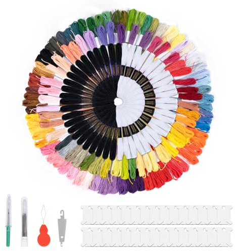 306 broderigarn-set, 200 färgglada garn och 48 svart vitt garn för armband gör-det-själv broderi hantverk set konst korsstygn, trådplatta trådar sytråd virka tillbehör