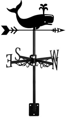 ZNEL Wetterfahne Hai/Wal Meerestiere Langlebige Eisen Metall Ornament Windfahne Retro-Bauernhof-Szene Patio Wetterhahn Yard Richtungsanzeiger, Haus, Garten Dekor, Whale5