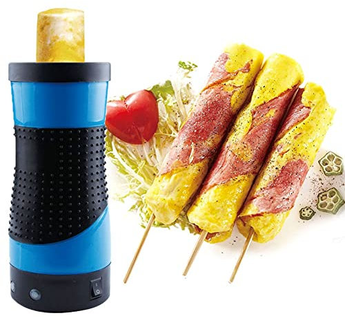 Automatic Electric Egg Roll Maker Nonstick Cooker Vertical DIY Breakfast Sausage Hot Dog Machine Household Omelette Cooking Tool (Blue)