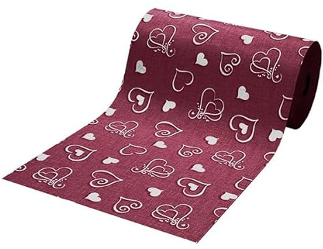 SaRani Tappeto Guida Passatoia Corsia Runner da Cucina Gomma Antiscivolo Fantasia Cuore Bianco (Bordeaux, 400x50 cm)