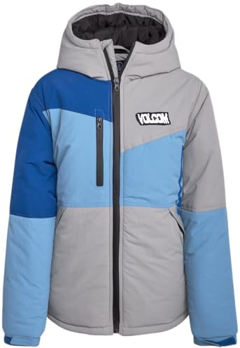 Volcom Veste d'hiver pour garçon – Parka de ski isolée résistante à la neige et au vent – Veste de ski chaude et légère pour garçons, gris, 14-16