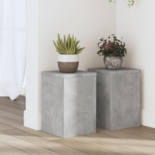 Somanki Pflanzenständer 2 STK. Betongrau 20x20x30 cm Holzwerkstoff, Pflanzentreppe Outdoor, Kräutertreppe, Blumenständer, Blumenleiter Draußen, Kräutertopf Garten - 852900