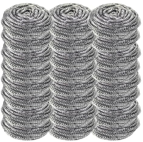 24Pcs Stainless Steel Scrubbers – Heavy Duty Non Scratch Steel Wire Scourers for Dishwashing Cleaning Pots Pans Grills Rust Resistant Reusable Kitchen Cleaning Pads - 5cm