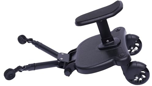 Tabla para cochecito con asiento, plataforma universal, diseño de dos ruedas de 360°, accesorios para cochecito, con asiento de cochecito, apto para cualquier cochecito disponible (negro)