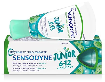 Sensodyne Junior Pronagellack, daglig tandkräm för barn 6–12 år, stärker försiktigt nagellacket och skyddar mot tandförfall i 24 timmar, naturlig söt mint arom, 50 ml