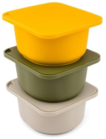 Babadoh Pizza Making Accessories | Pizza Dough Proofing Containers with Lids | Set of 3 | Multi Yellow (1 Dough, 1 Olive, 1 Yellow) | Original Size (make 12 Pizzas)