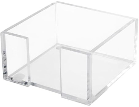 FSSTUD 3 x 7,6 x 4,3 cm transparenter Acryl-Notizblock-Halter, Haftnotizhalter, Spender, Büro, Schreibtisch, Notizblock, Organizer, quadratisch, Büroklammer, Aufbewahrungshalter mit rutschfesten Pads
