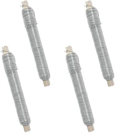 Xpieoyrm 4 Stück Blumendraht verzinkt, Wickeldraht lose auf Holzwickel, zur Befestigung von Blumen und Pflanzen, Ø 0.68mm x 35 m Silber vielseitig Bindedraht, für DIY, kreative Projekte, Dekoration