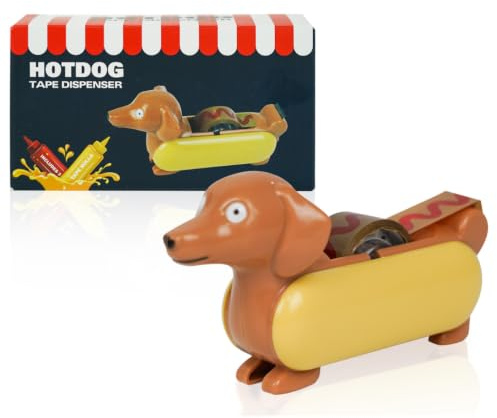 Diabolical DP1353 Hot Dog Klebebandabroller – lustige Bürogeschenke für Lehrer, Wichtelgeschenke für Arbeitskollegen unter 4,5 kg, niedliches Schreibwaren, Strumpffüller für Teenager
