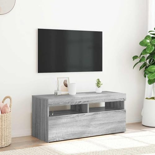 Gecheer Mobile Porta TV con Luci LED Grigio Sonoma 90x35x40 cm